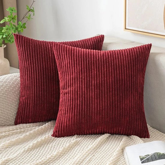 Cuscino per divano in velluto di lana 40 x 40 cm - Rosso vino decorativo