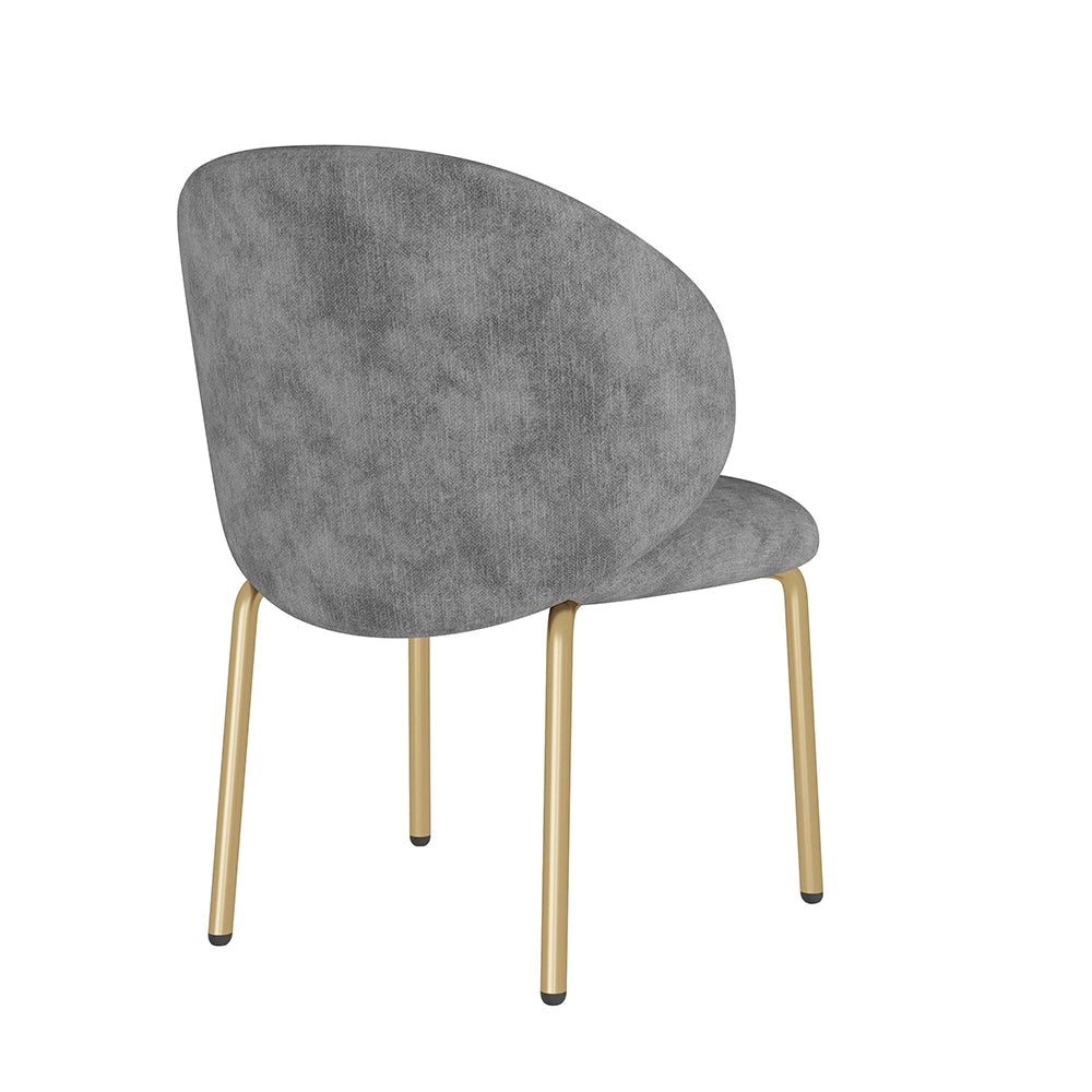 Set di 4 sedie da pranzo - Xylo - 47,5x56x74 cm - Grigio - Piedi dorati in velluto