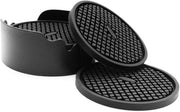Set di 6 supporti in silicone con astuccio - Profondamente scanalati, assorbenti, supporto grande da 10 cm - Perfetti per bevande calde e fredde (nero)