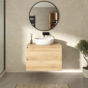 Mobile bagno sospeso 60cm due cassetti rovere chiaro stone oak con top | Hexa