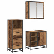 Set di mobili per il bagno con cassetto 3 pcs Legno vecchio 3402372