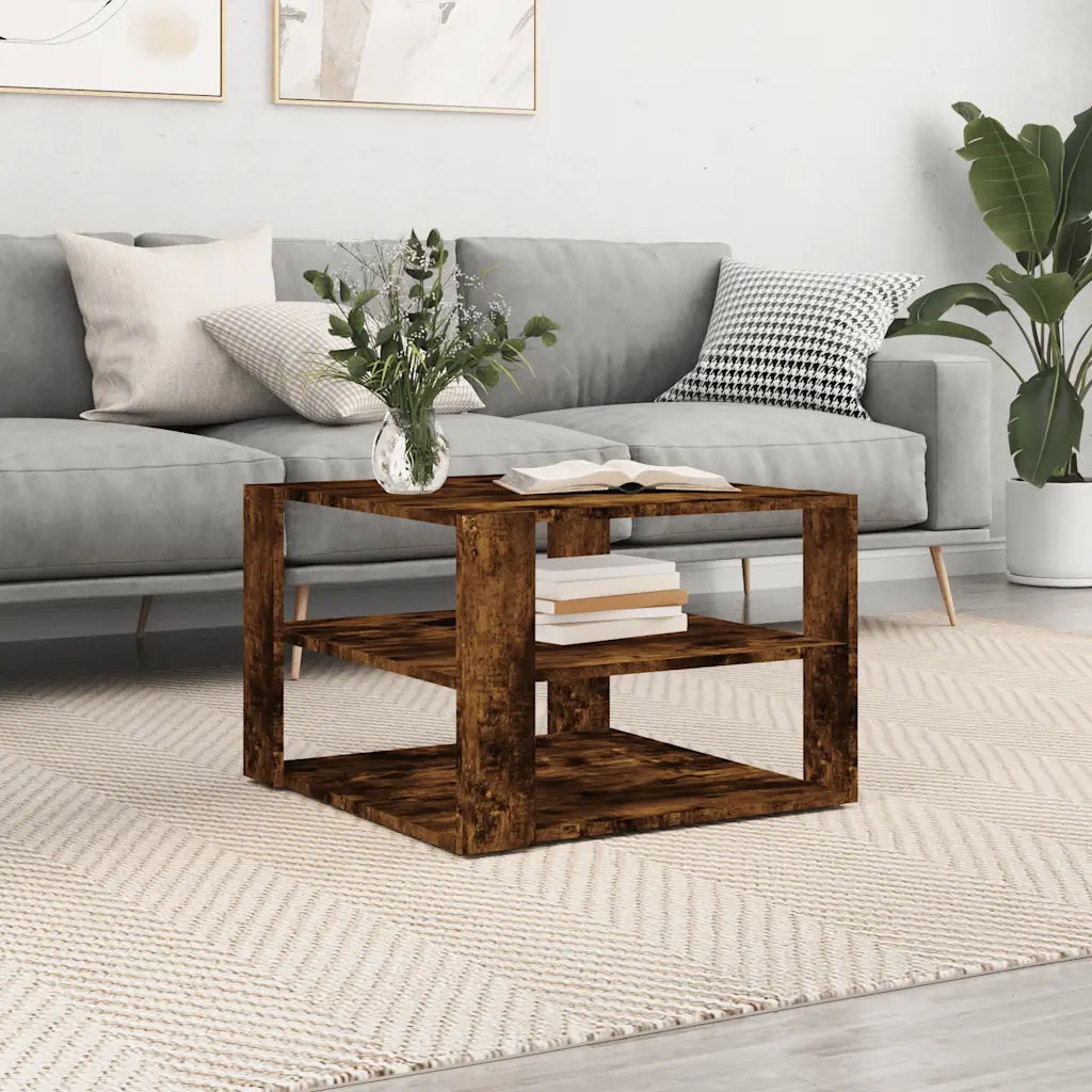 Tavolino Salotto Rovere Fumo 58x58x40 cm Legno Multistrato 834254