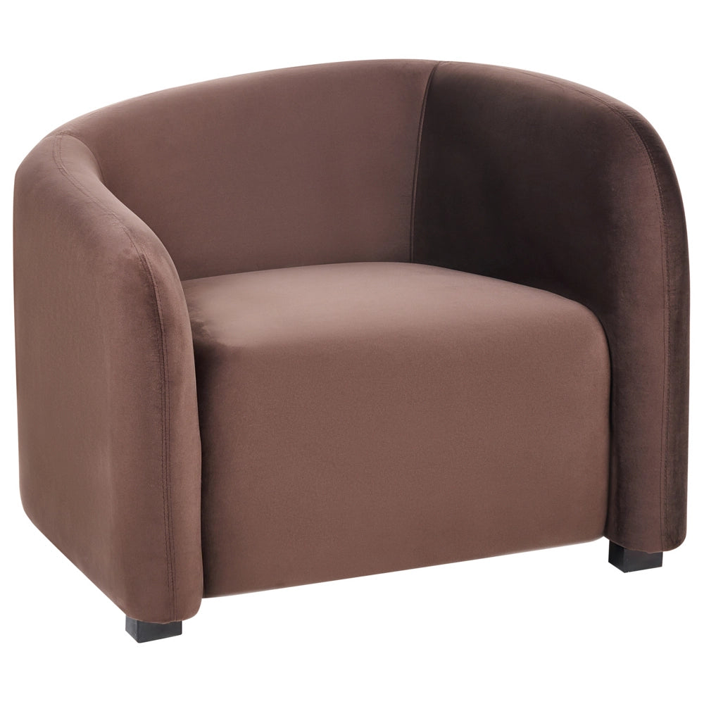 Set moderno ed elegante imbottito per salotto Divano e poltrone Schienale curvo Velluto Marrone scuro
