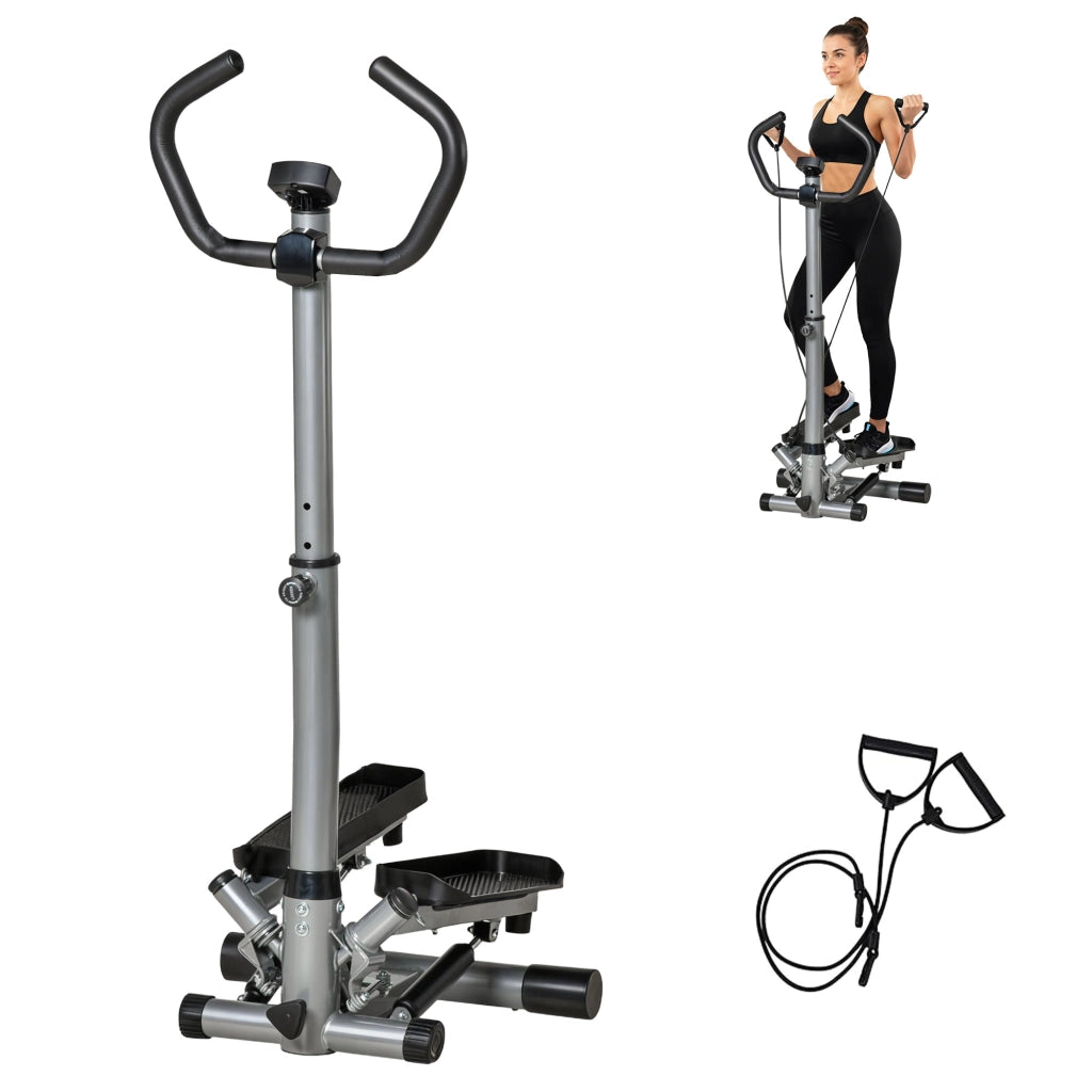 Stepper con Manubrio Regolabile e Monitor LCD ¨C zephmum ¨C 55x53x118-128cm, Nero