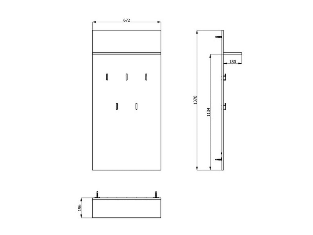 Traves, Appendiabiti set Fissaggio a Muro Incluso, 137h cm Grigio Cemento