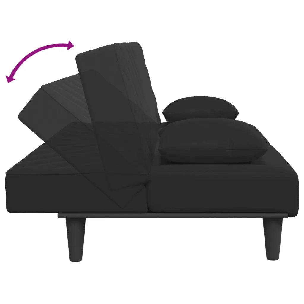 Set di Divani 2 pz con Cuscini Nero in Velluto