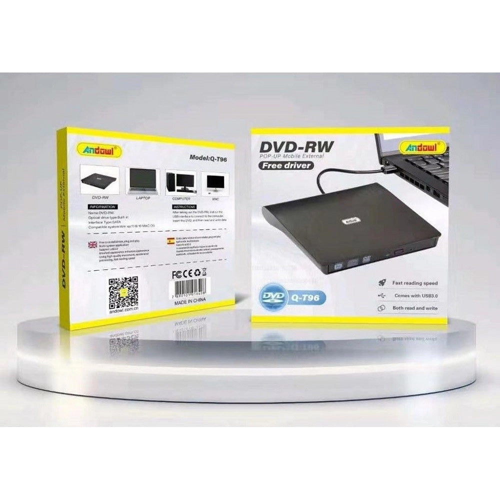 Trade Shop - Lettore Masterizzatore Dvd-rw Esterno Per Desktop Laptop Usb 3.0 Portatile Q-t96 -