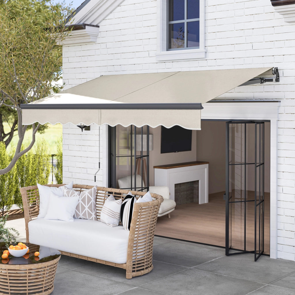 Toldo Retrattile Manuale per Giardino e Terrazza ¨C zephmum ¨C Crema 296x250 cm