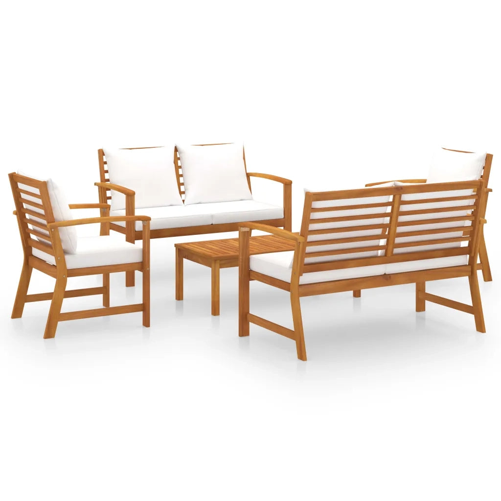 Set Divani da Giardino 5 pz con Cuscini in Legno Acacia 3057786