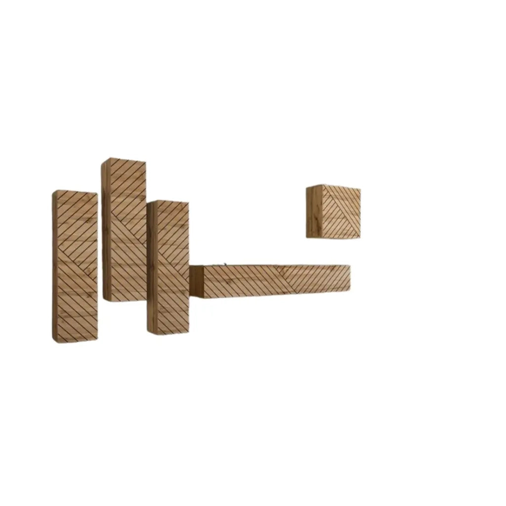 Set mobile soggiorno SWITCH III – Quercia Wotan – Finiture effetto quercia fresata – Design moderno