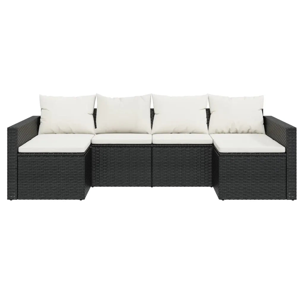 Set da Giardino 2 pz con Cuscini Nero in Polyrattan 362343