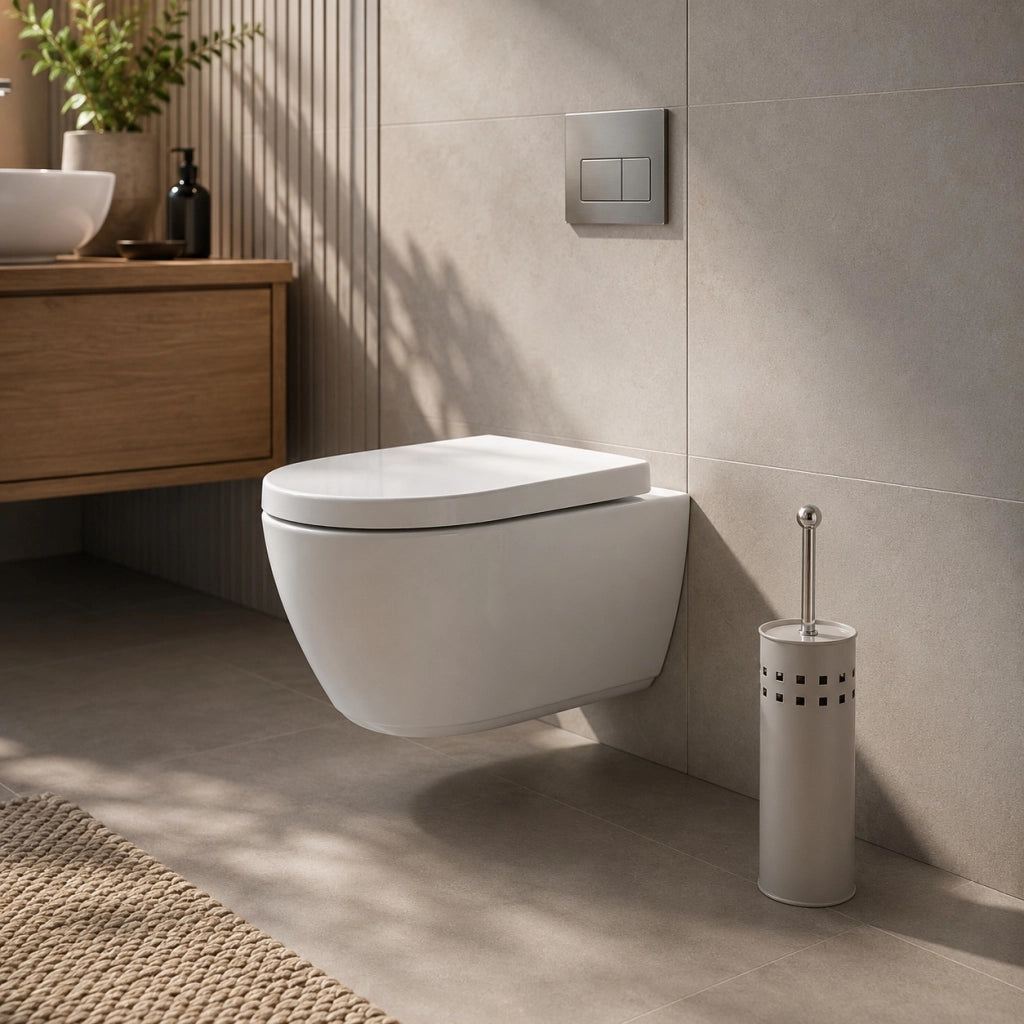 Portascopino Bagno Traforato Con Coperchio Disponibile in Nero, Bianco, Tortora Beige
