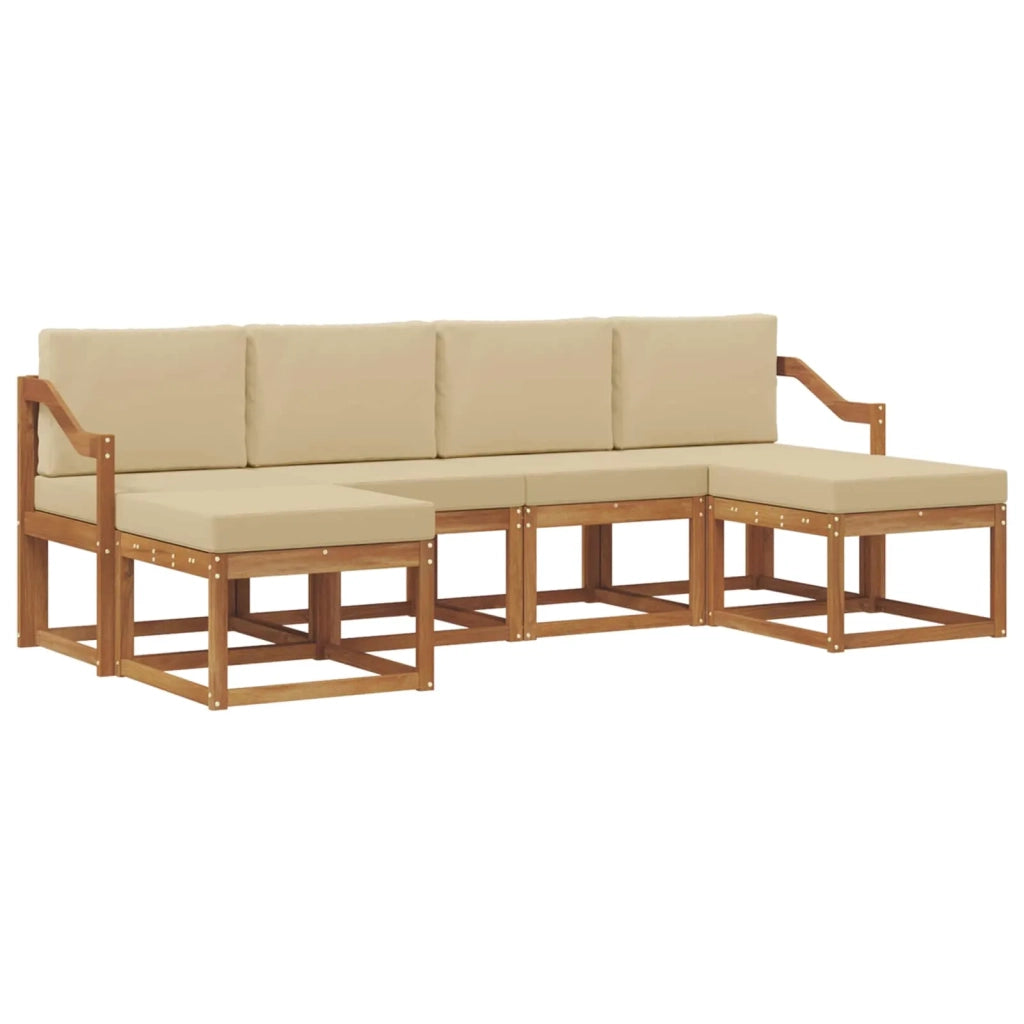 Set di divani da esterno con cuscino 6 pcs Naturale e Beige