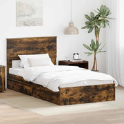 Letto con Contenitore con testiera Rovere fumé 100 x 200 cm