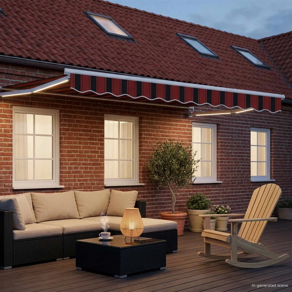 Tenda retrattile manuale con LED-Tenda parasole per balcone 3,5 x 2,5 m 474343