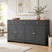 Credenza buffet rustica 160 cm con 4 ante e 3 cassetti
