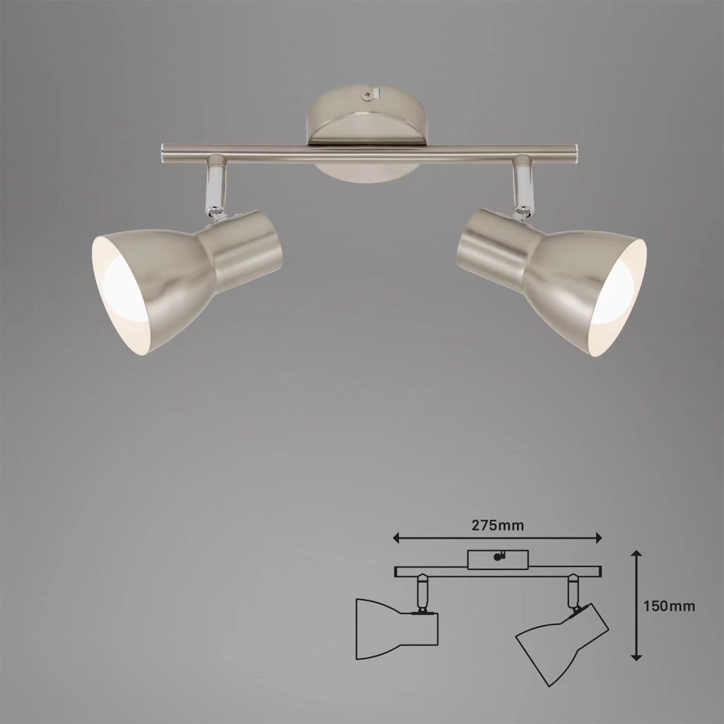 Spot Moderno Cup Metallo Nickel Satinato 2 Luci E15
