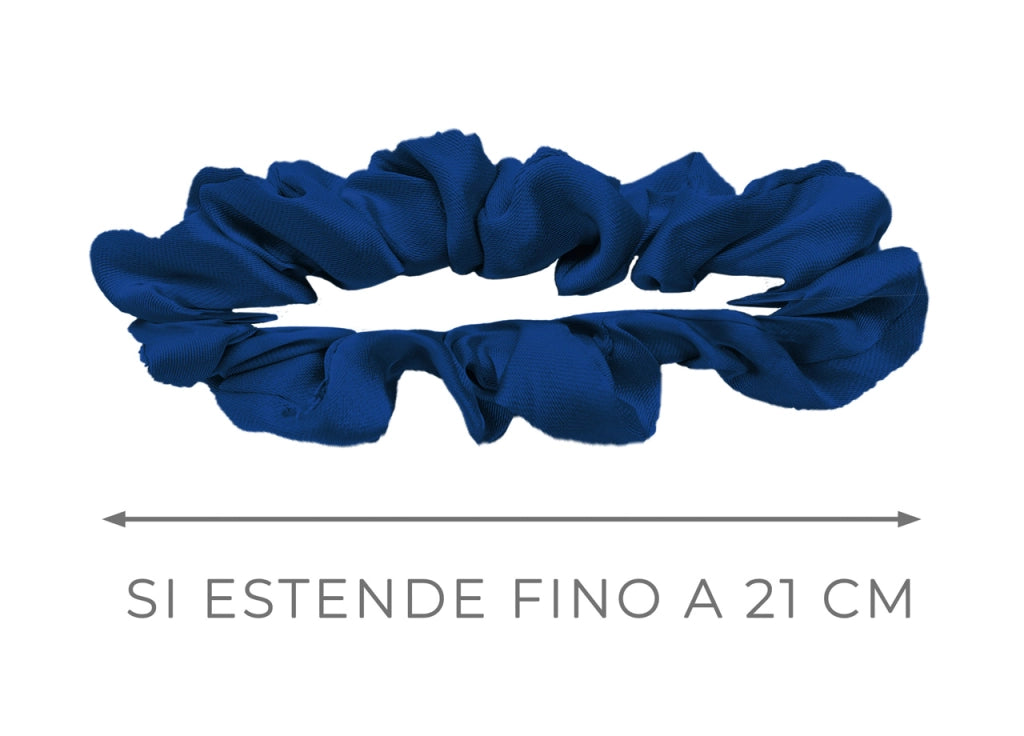 Scrunchies Elastico Per Capelli Crespi 100% Seta In Tinta Unita - Scrunchies - Blu