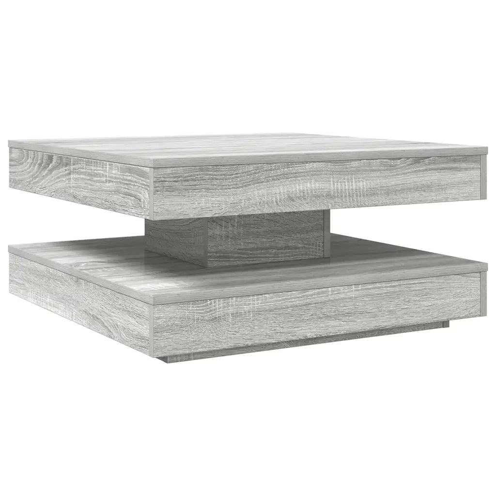 Tavolino da Caffè Girevole a 360 Gradi Grigio 70x70x34,5 cm 858484