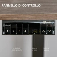 Scrivania Sollevabile a 4 Altezze con Regolazione Elettrica, Sistema Anticollisione, 140x70x72-116cm, Metallo Nero e Teak