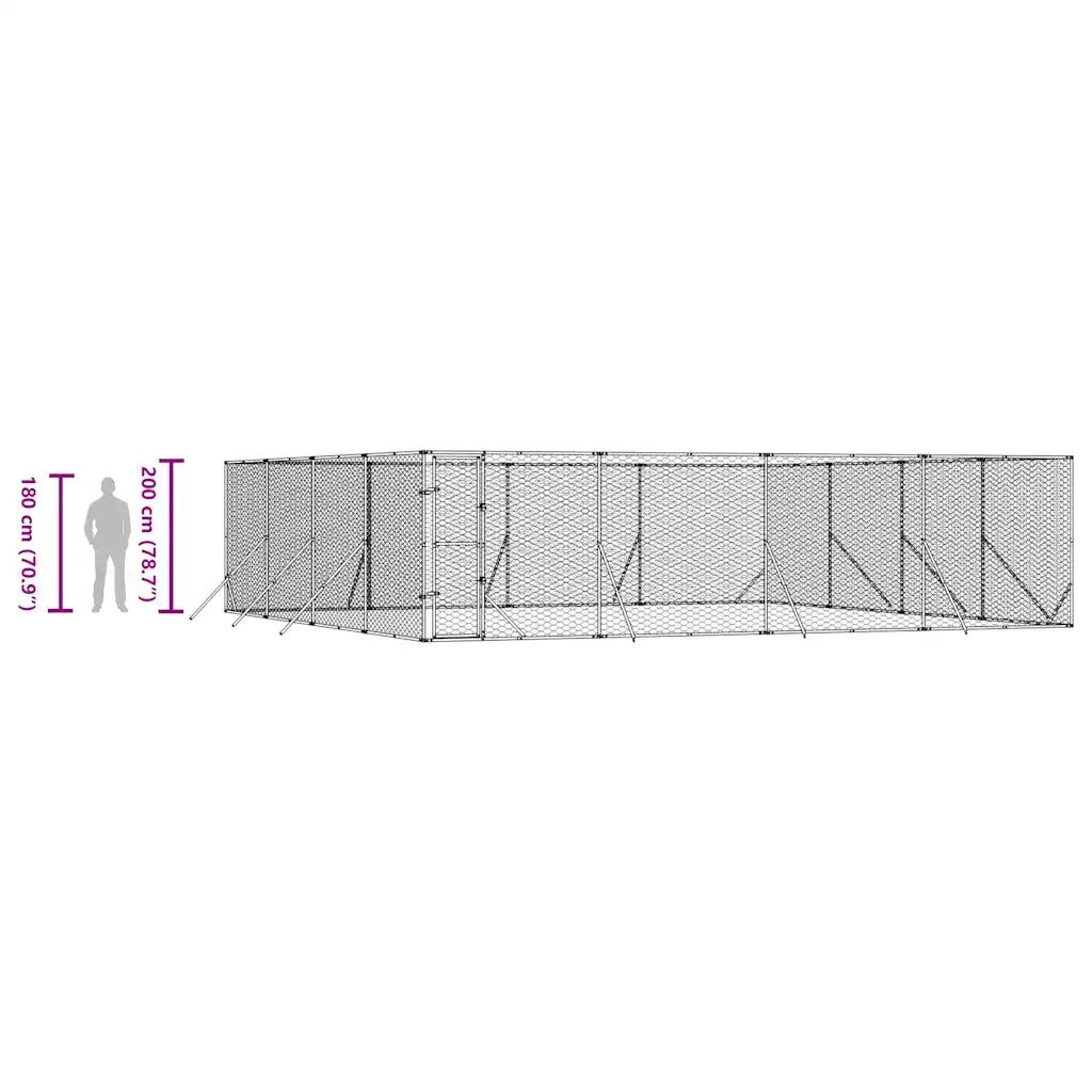 Cuccia per Cani da Esterno Argento 8x8x2 m in Acciaio Zincato 3190464