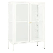 Credenza | Madia | Buffet da pranzo | Armadio da pranzo Bianca 75x35x105 cm in Acciaio e Vetro