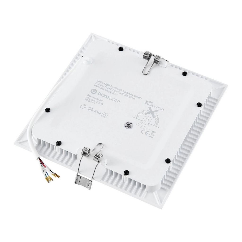 Faretto LED incasso pannello quadrato slim DMX RGB multicolore luce calda 24V impermeabile cromoterapia box doccia bagno 30W foro 215x215