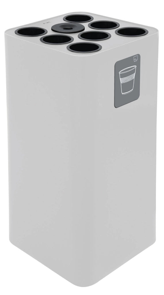 Pattumiera a Bidone da 100 L 38,3x38,3x82,5 cm 7 Scomparti Tubolari e 1 Vaschetta in Acciaio Verniciato Bianco