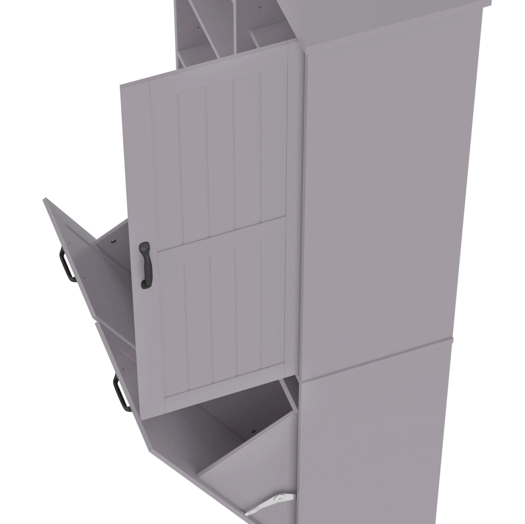Armadio da bagno in MDF grigio con 2 cesti portabiancheria