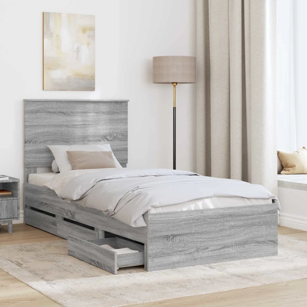 Struttura del letto con cassetto Grigio Sonoma 90 x 200 cm