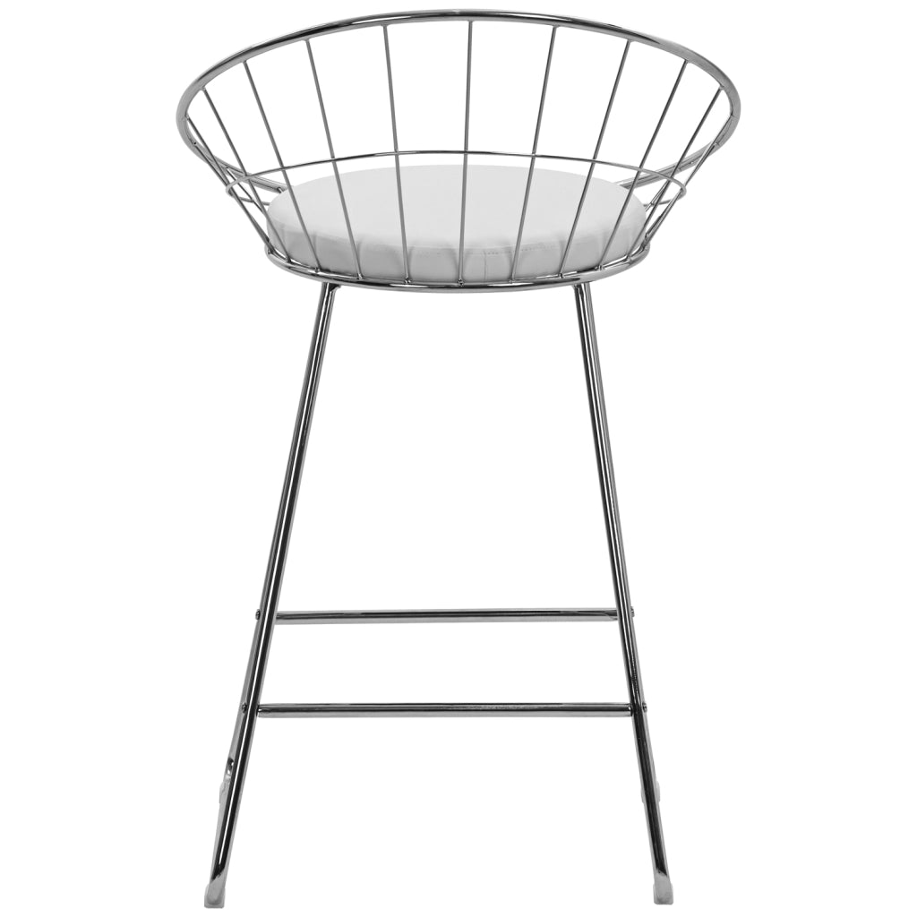 Set di 2 sgabelli da bar 65cm in metallo cromato e cuscino bianco ALEX