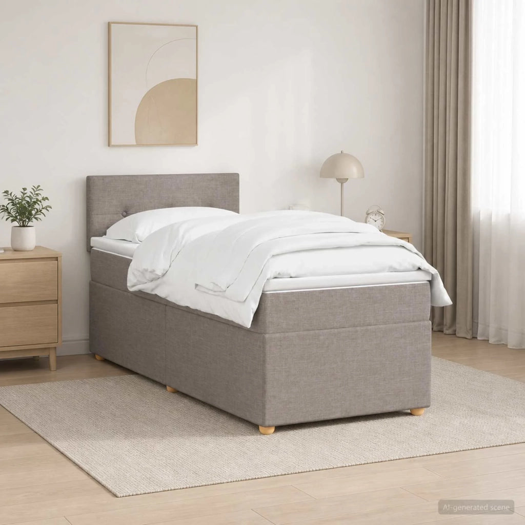 Letto box spring con materasso Tortora 100 x 200 cm Tessuto 3452356