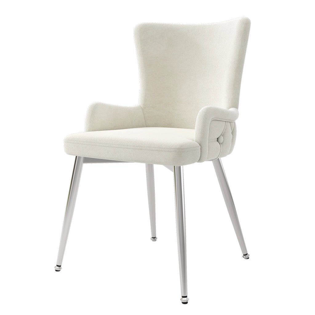Chaise da pranzo in velluto set da 2 con gambe in metallo per soggiorno e camera da letto beige argento