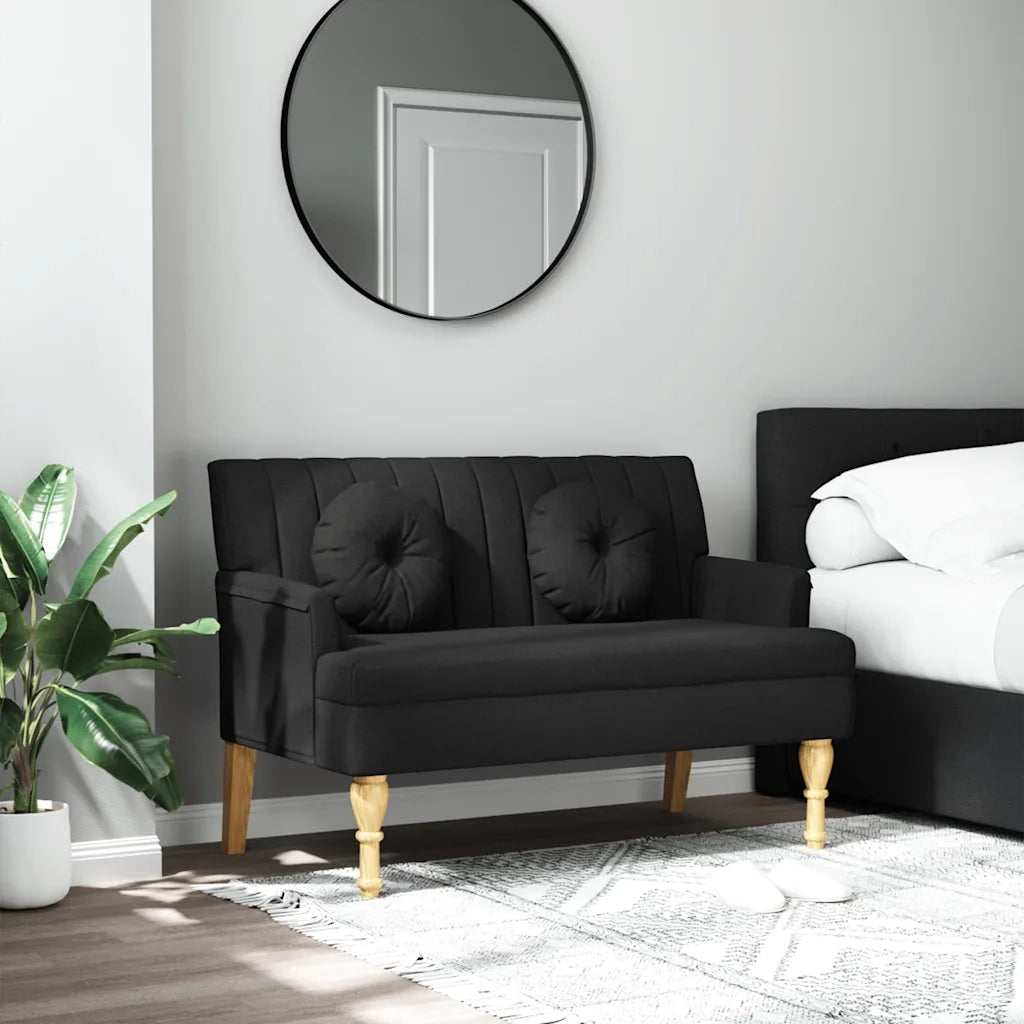 Panca con Cuscini Nera 113x64,5x75,5 cm in Tessuto CFW5899288