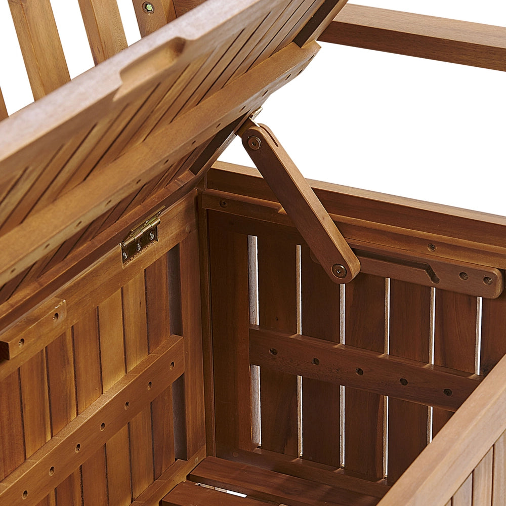 Panca da Esterno con Contenitore in Legno Massello di Acacia 2 Posti 120 cm Colore Chiaro