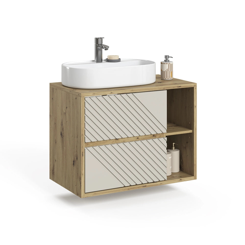 Mobile sottolavabo per bagno Viola Rovere artigianale/Cachemire 80 x 60 cm Vicco