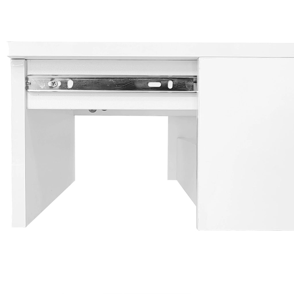Tavolino da caffè 100x50x45 cm; piano sollevabile e scorrevole con LED; truciolare bianco