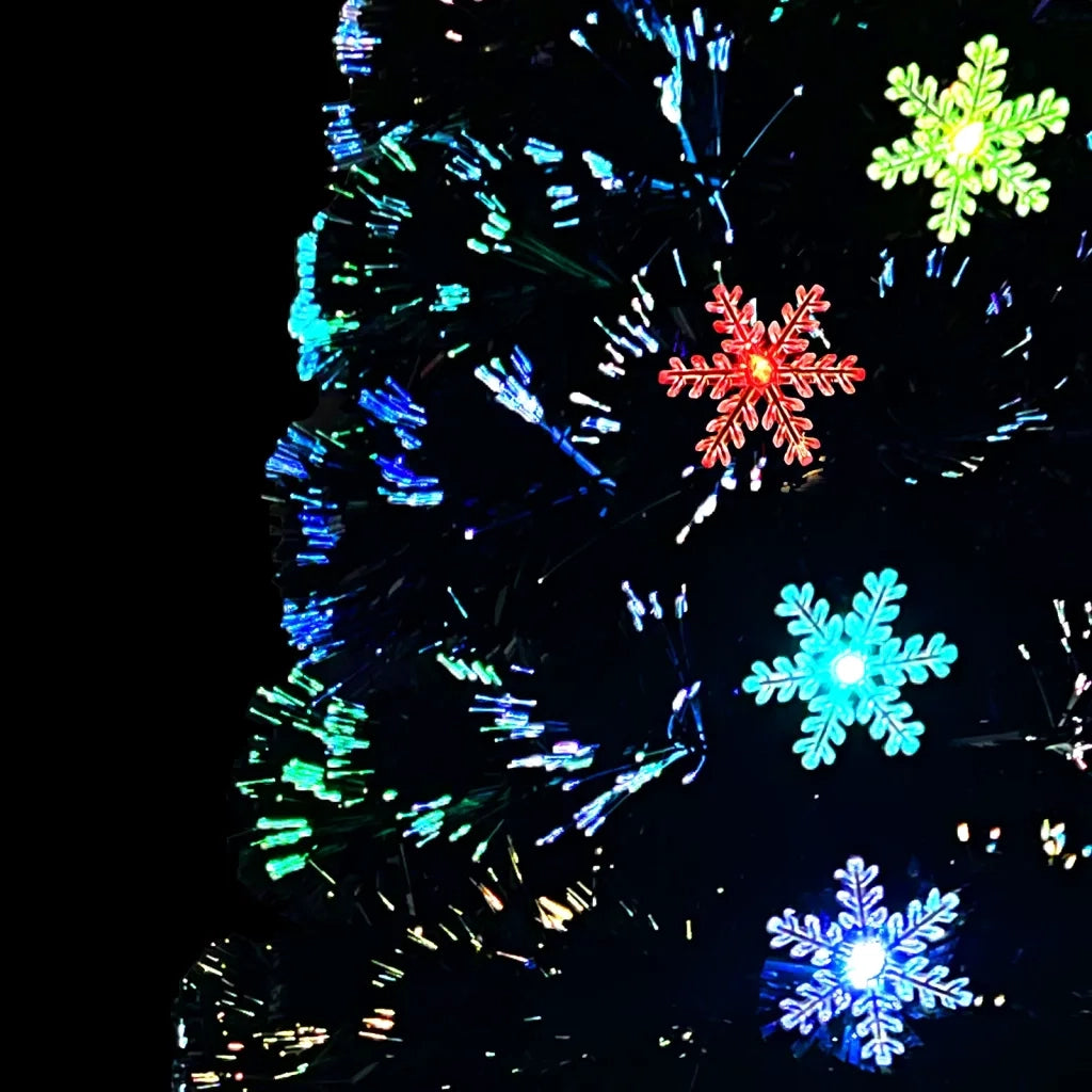 Albero Natale con Fiocchi di Neve a LED-Luci decorative natalizie Nero 180cm Fibra Ottica