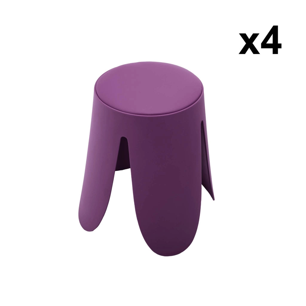 Set 4 sgabelli impilabili in ecopelle, viola