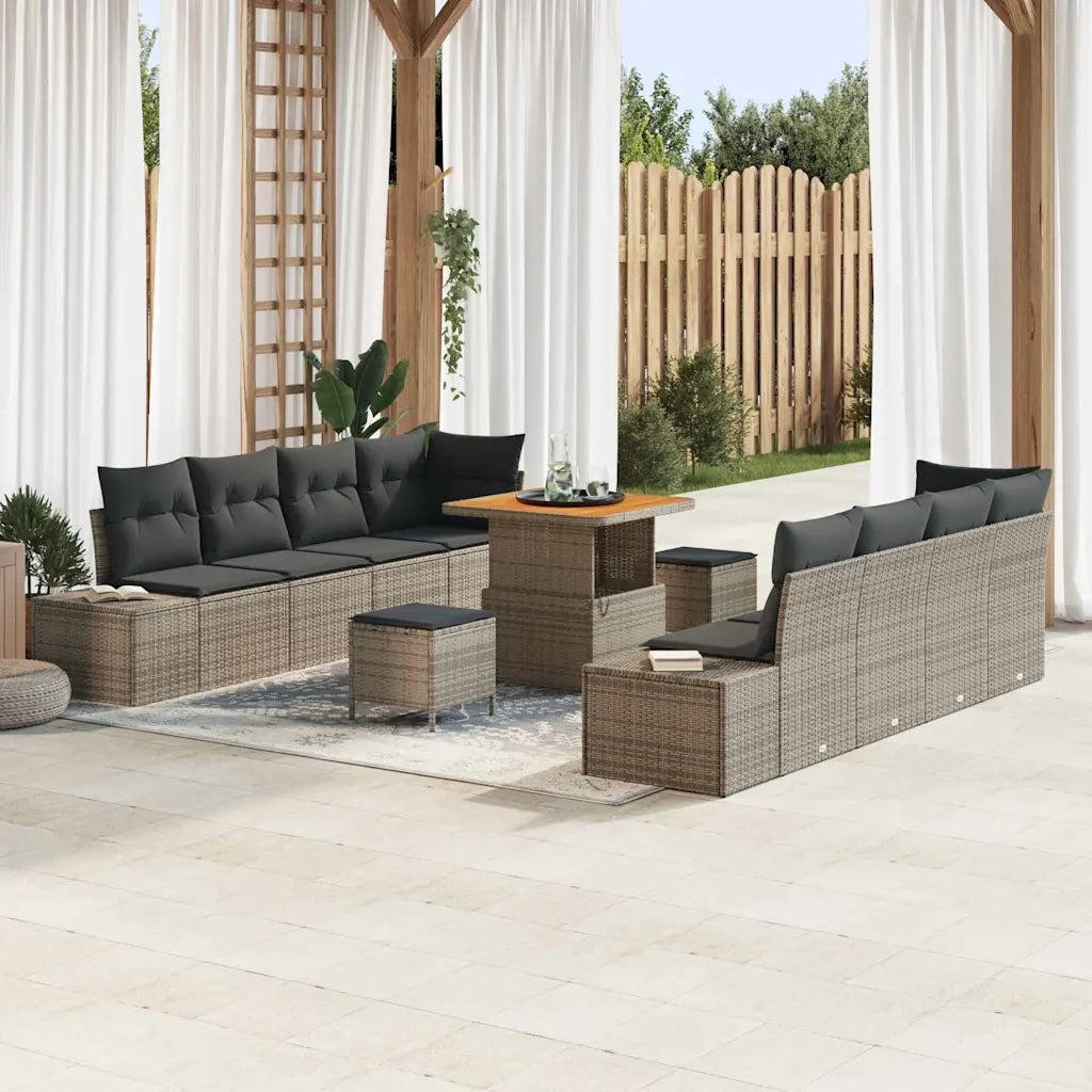 Set Divano da Giardino con cuscino 11 pcs Grigio polyrattan 3362758