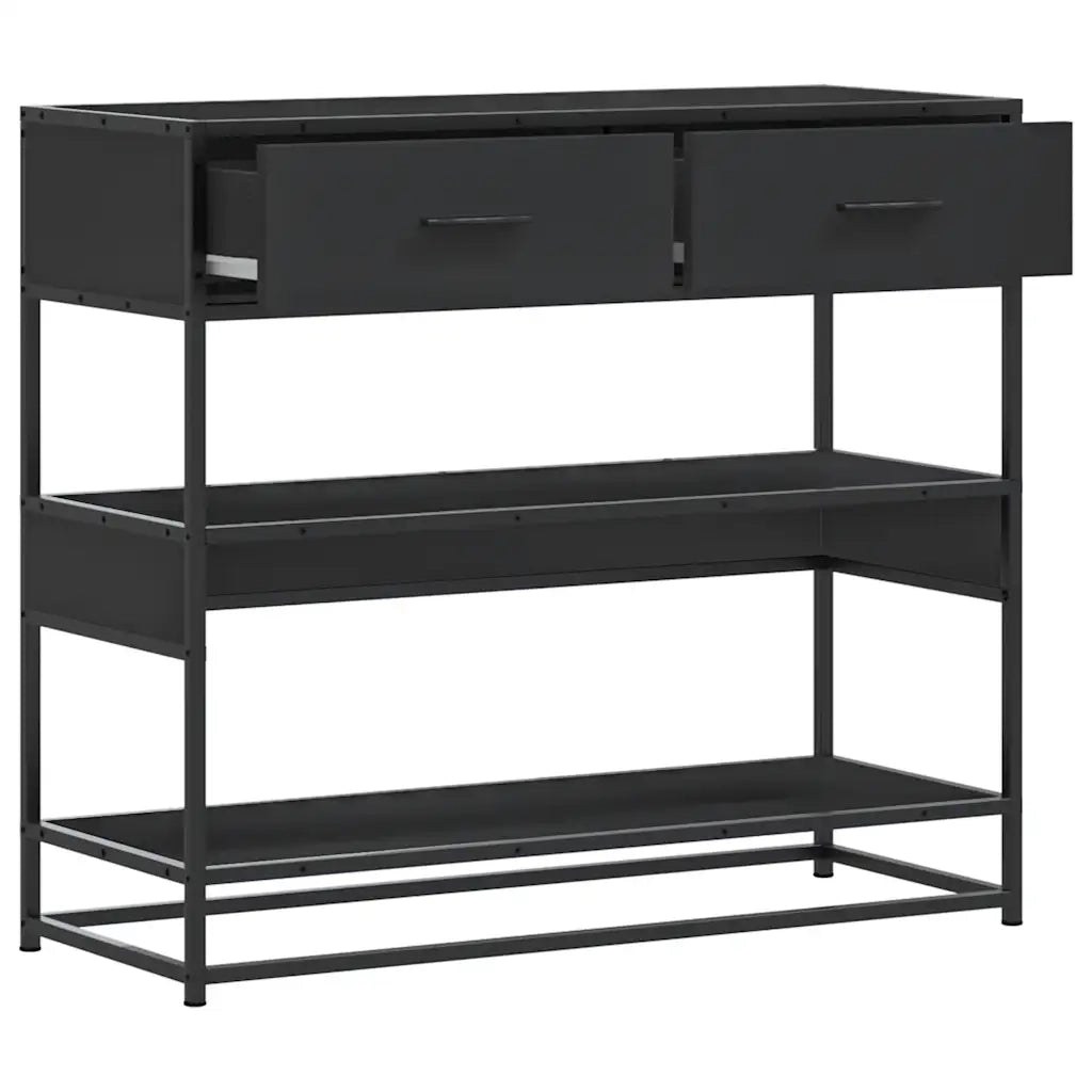 vidaXL Tavolino Consolle Nero 90x35x80 cm in Legno Multistrato