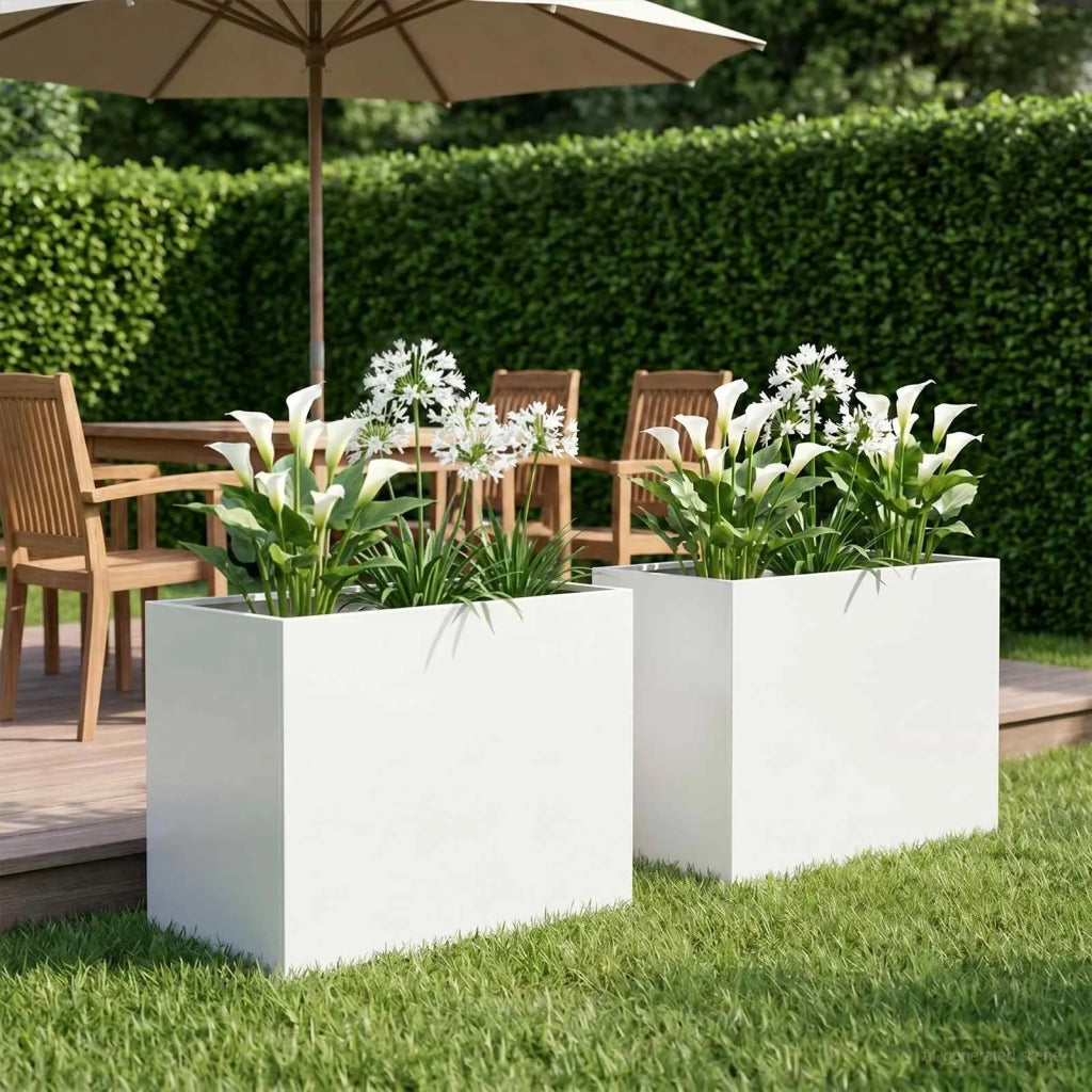 Vaso da giardino 2 pz Bianco 50 x 40 x 50 cm 8005655