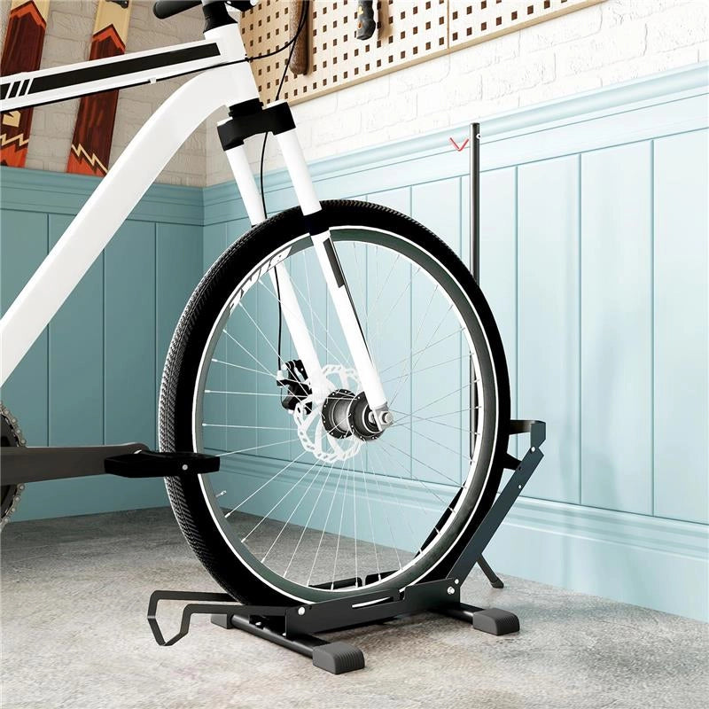 RASTRELLIERA PER BICI REGOLABILE CON TUBO DI SUPPORTO, IN ACCIAIO E PLASTICA, 75X41X71-81 CM, NERO