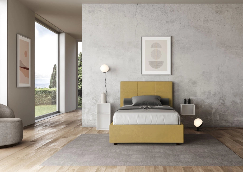 Letto 1 Piazza e Mezzo 120x210 cm con Rete Mika Ocra