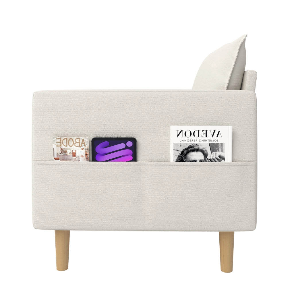 POLTRONA da lettura 71x68x82 cm in chenille beige