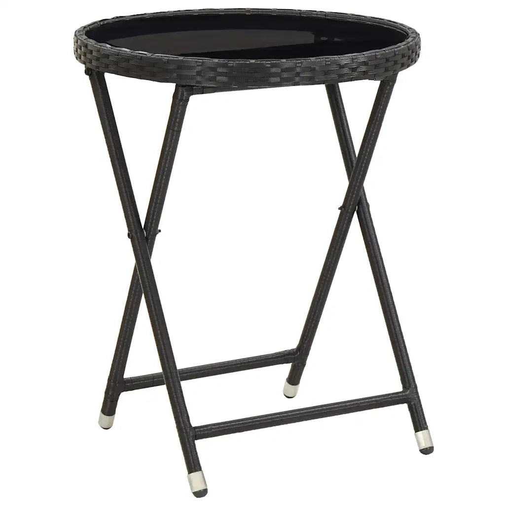Set da Bistrò 3 pz con Cuscini Nero Polyrattan e Vetro 3278753