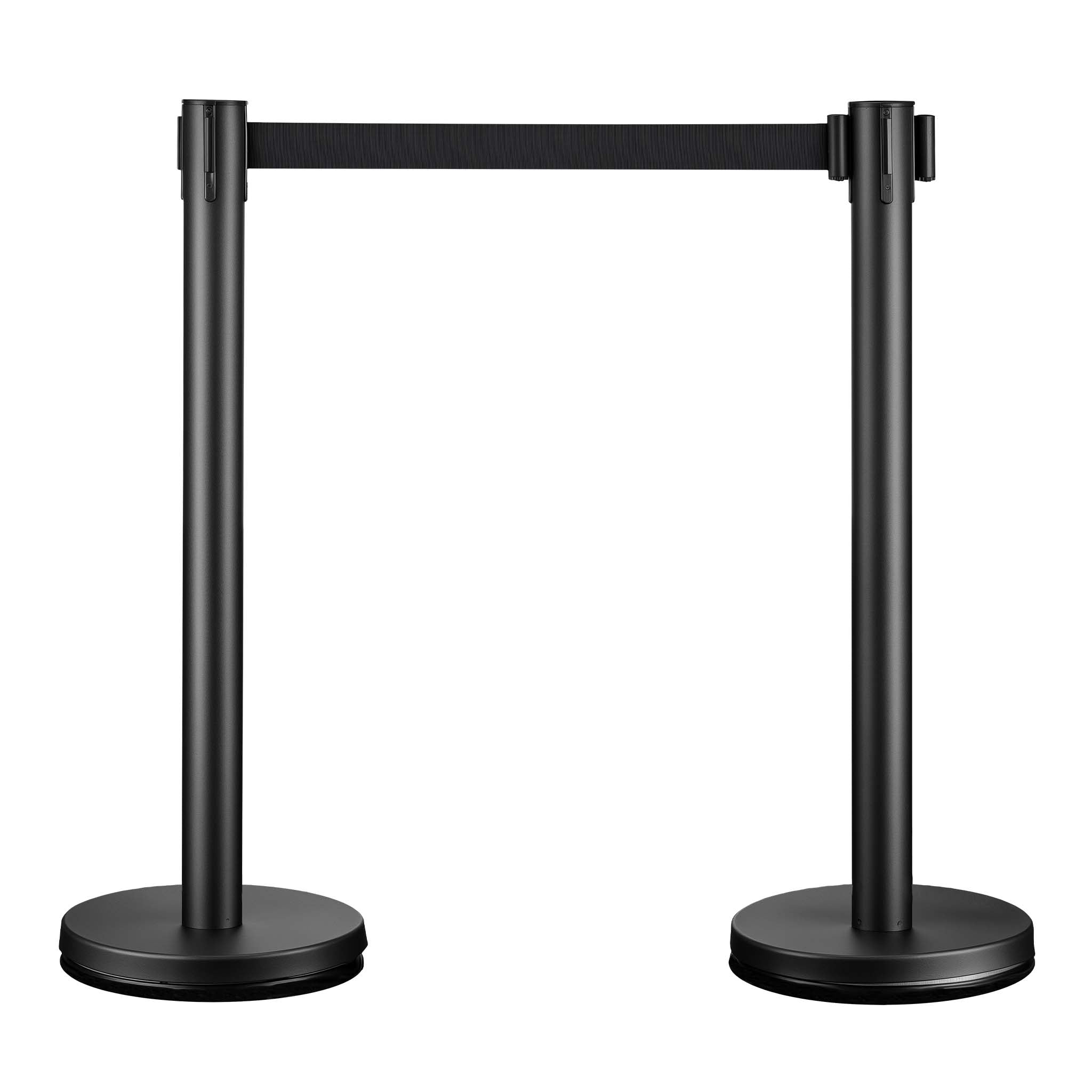 Colonnine tendinastro 320 x 70 x 900 mm, Set 2 paletti delimitatori in acciaio con nastro nero