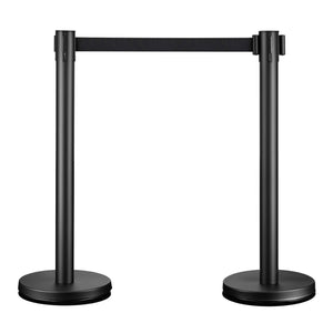 Colonnine tendinastro 320 x 70 x 900 mm, Set 2 paletti delimitatori in acciaio con nastro nero