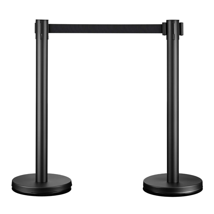 Colonnine tendinastro 320 x 70 x 900 mm, Set 2 paletti delimitatori in acciaio con nastro nero
