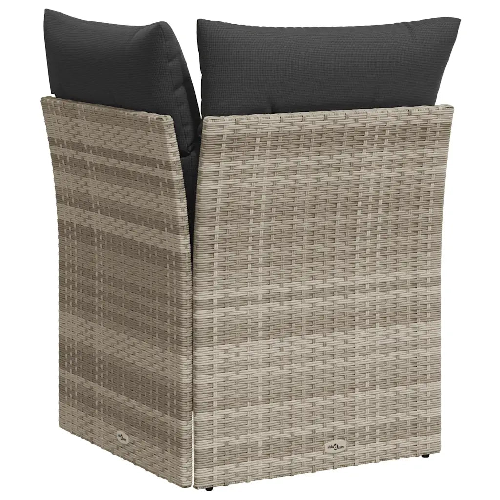 Divano Angolare Giardino con Cuscini-Sofa da Giardino-Divanetto da esterno Grigio Chiaro Polyrattan 920543